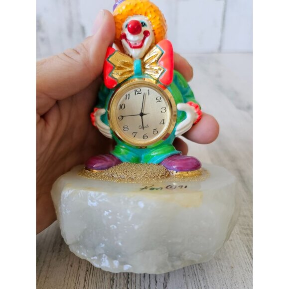 Ron Lee clown neon clock vintage 1991 gold circus figurine statue - Picture 6 of 7